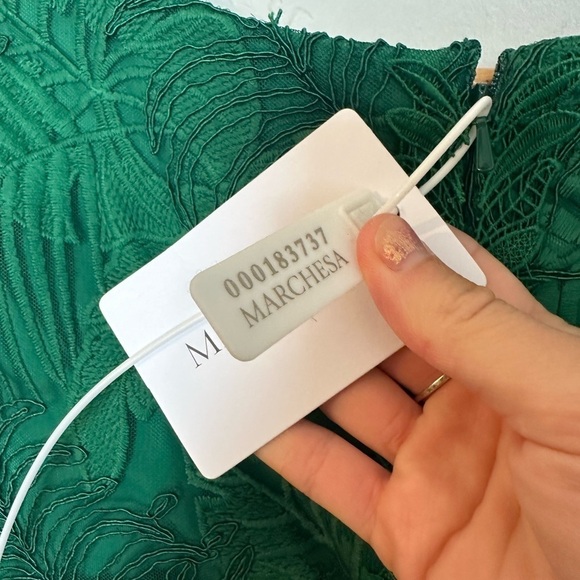 NWT Marchesa Notte Embroidered Gown Green Formal Dress 2 - Picture 10 of 12